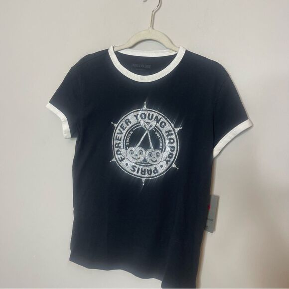 Zadig & Voltaire Walk Diamante Insignia Tee NWT - Picture 9 of 14